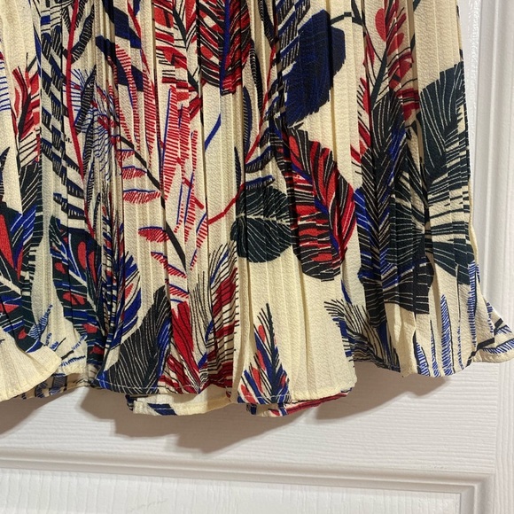 Alice Blue Pleated Wide Leg Tropical Novelty Flowy Belted Pants Size Medium - Picture 4 of 10